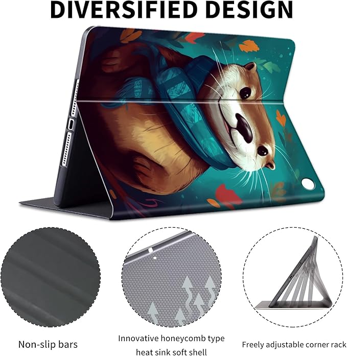 Case for All-New Amazon Kindle Fire HD 10 &amp 10 Plus Tablet (13th/11th Generation2023/2021 Release) 10.1 Leather Slim Adjustable Stand Smart Cover with Auto Wake/SleepCute Otter Green