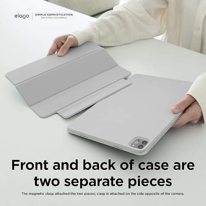 elago Case for iPad A16 10th Generation - Magnetic Attachment to Metal Materials Compatible with elago's Apple Pencil case (Light Grey)