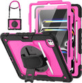 HXCASEAC for iPad Pro 13 Inch Case (M5/M4) 2025/2024 Shockproof Design with Pencil Holder Protector Rotating Stand Hand Strap Heavy Duty Protective iPad Pro13 Cover A3360 A3361 A2925 A2926 Rose