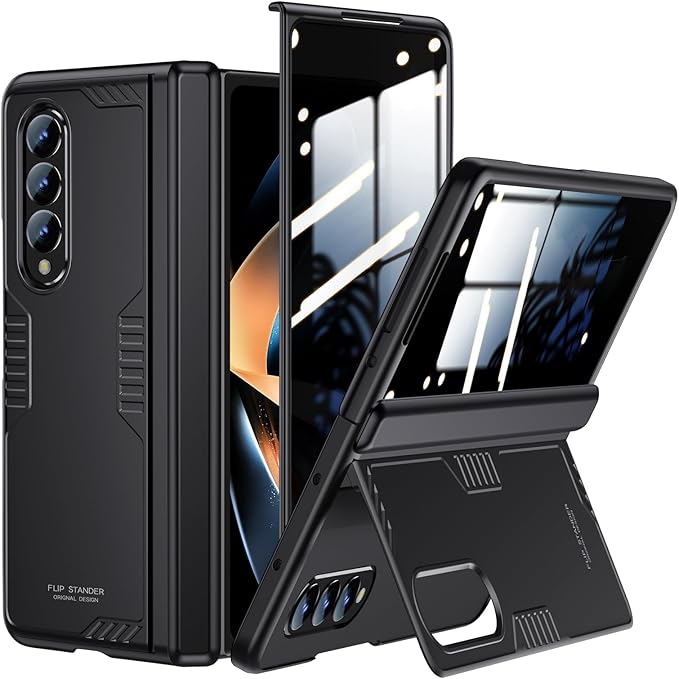 for Galaxy z-Fold-4 Stand Slim Case: Privacy Screen Protector Hidden Kickstand Wireless Charging Thin Design for Business Professionals Phone Cover for Samsung z fold 4 5G 2022