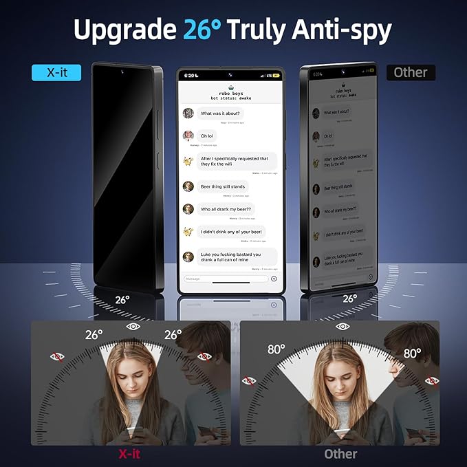 X-it for Samsung Galaxy S25 Ultra Screen Protector Privacy [Auto Alignment/Dust Removal]Bubble-Free[100% Ultrasonic Fingerprint ID] Easy Installation Full Coverage Anti-Spy [Non-Glass] 2 Packs