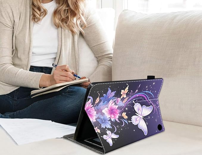 Case for All-New Amazon Fire HD 10 &amp 10 Plus Tablet 10.1 (13th/11th Generation 2023/2021 Release) Slim PU Leather Stand Cover with Card Slot &amp Auto Wake/Sleep Flowers and Butterfly