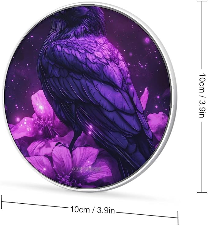 Magic Crow Wizard Black Raven Phone Charger Magnetic Charging Pad Anti-Slip with USB Cable