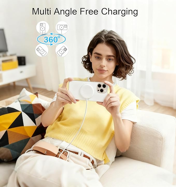 Magnetic Wireless Charger [Apple MFi Certified] 3.3FT 15W Fast Apple Mag-Safe Charger Pad with USB C Fast Charging Block Compatible with iPhone 17/Air/Pro/Pro Max/16/15/14/13/Plus/Pro/Pro MaxAirPods