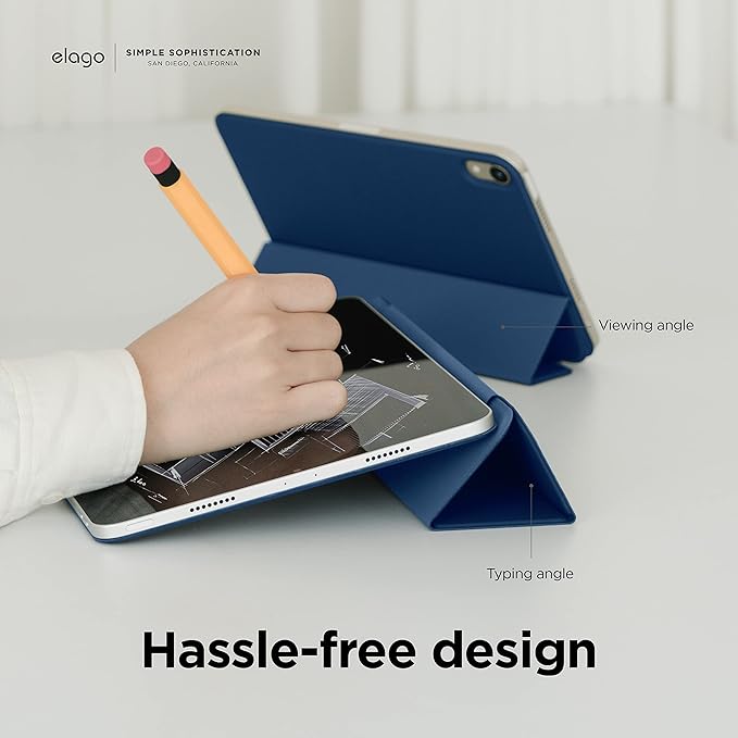 elago Case for iPad Air 13(M4 M3 M2) / Pro 12.9(3rd 4th 5th 6th) -iPad Case with Magnetic Attachment to Metal MaterialsCompatible with Apple iPad Pencil and elago’s Pencil case (Blue)