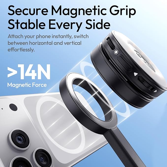 ULANZI Magnetic Phone Tripod-71'' Auto Open Selfie Stick Features Lift to Fold Extendable Selfie Stick w Remote Cell Phone Tripod Stand for Live Recording Vlog for iPhone 17 16 15 14 Series Black