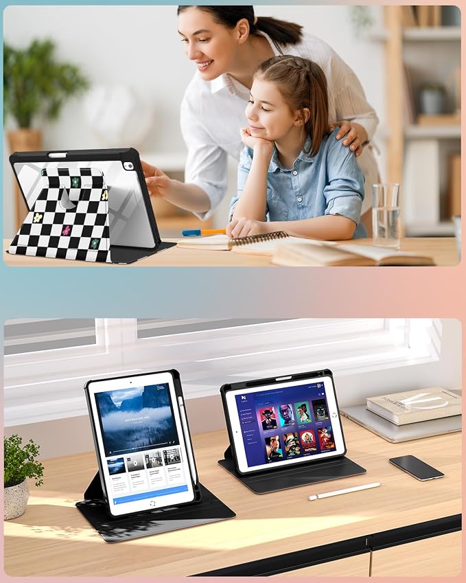 3-for iPad 789-Plaid Flower