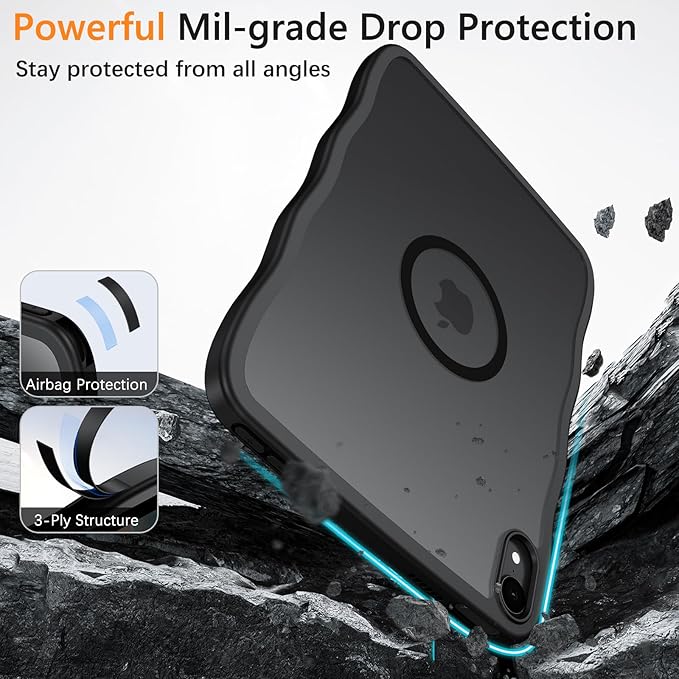 Telaso for iPad mini 7 A17 Pro 2024/iPad Mini 6 2021 8.3 Inch iPad mini 7th/6th Gen Wave Frame Design Magnetic Case Translucent Matte Back Soft TPU Bumper Case for iPad mini 7/Mini 6 Black