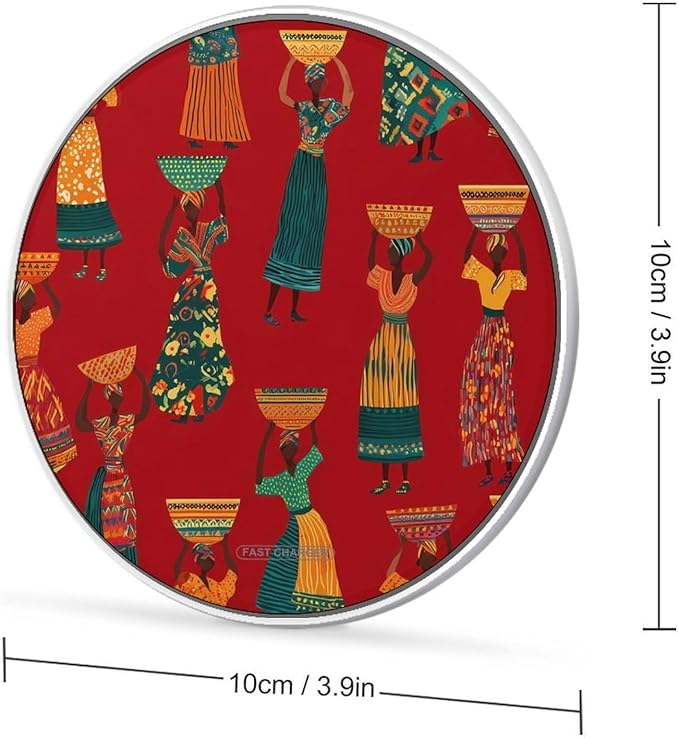 African Tradition Women Dance Phone Charger Magnetic Charging Pad Anti-Slip with USB Cable