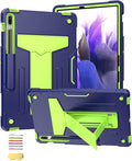for Samsung Galaxy Tab S7 FE 5G/Tab S8 Plus/Tab S7 Plus Case 12.4 Heavy Duty Protective Rugged Stand Shockproof Kickstand Cover for Galaxy Tab S7 FE 2021/S8+ 2022/S7+ 2020 Navy Blue Green