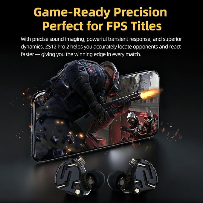 KZ ZS12 PRO 2 USB C Wired Headphones Type-C in Ear Monitor Headphone 5BA+1DD 6 Driver Gaming Earbuds USB C Wired Earphones HiFi Clarity Sound Immersive Bass IEMs for Gaming (USBC-with Mic Silver)