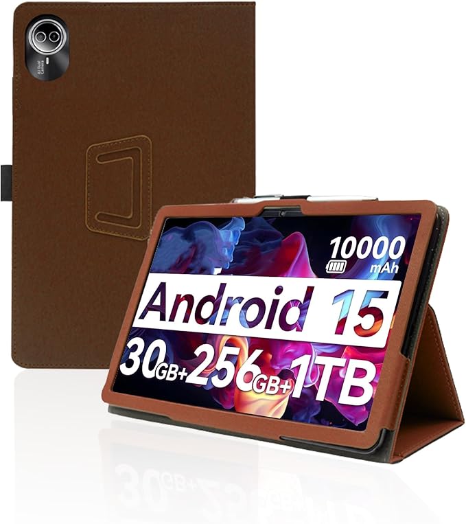 for Urao G140L 2025 14 Inch Android Tablet CaseBOVUGAC Folding Stand Protective Cover with Pencil Holder and Wrist StrapFull Protection Premium PUScratch Resistant(Brown)