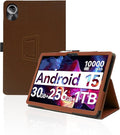 for Urao G140L 2025 14 Inch Android Tablet CaseBOVUGAC Folding Stand Protective Cover with Pencil Holder and Wrist StrapFull Protection Premium PUScratch Resistant(Brown)