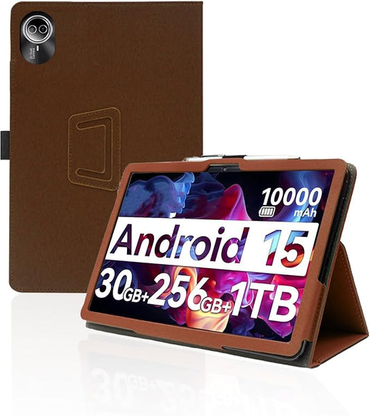 for Urao G140L 2025 14 Inch Android Tablet CaseBOVUGAC Folding Stand Protective Cover with Pencil Holder and Wrist StrapFull Protection Premium PUScratch Resistant(Brown)