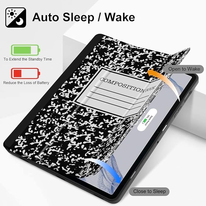 Tuiklol Case for Samsung Galaxy Tab S9 FE (5G) 10.9 inch &amp Tab S9 11 Inch 2023 Release Built-on S-Pen Holder Slim Hard Shell Case Smart Trifold Stand Cover Auto Wake/SleepBlack Book