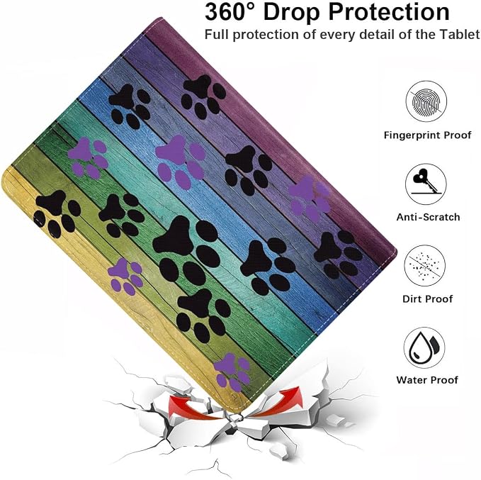 Rustic Rainbow Woodgrain Dog Paw Print