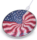 USA Flag Tie-dye Wireless Charger Anti-Slip Wireless Charging Pad Slim Charger Mat for Men Women