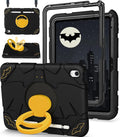 for iPad 10th Generation Case 10.9 Inch for iPad A16 Case 11th Generation - Boys Men Cute Cartoon Black Heavy Duty Shockproof Rugged Protective Cover with Rotating Stand &amp Strap &amp Pen Holder