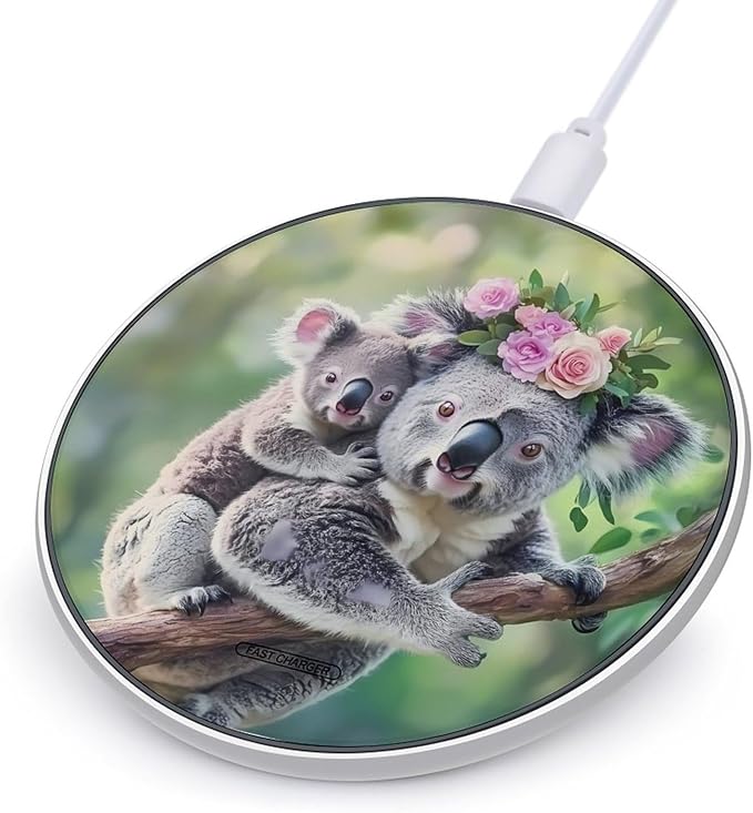 Koala Bear Wildlife Animal Wireless Charger Anti-Slip Wireless Charging Pad Slim Charger Mat for Men Women