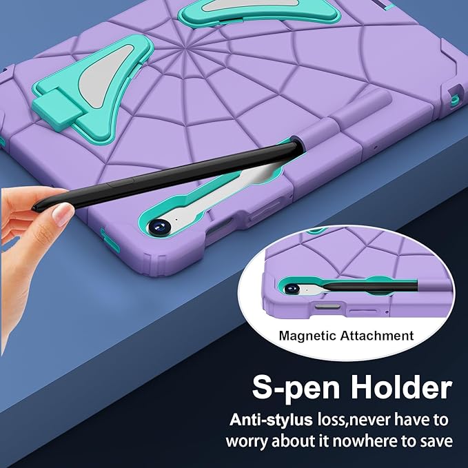 Spider Case for Samsung Galaxy Tab S10 Lite S10 FE(2025)/S9 FE 10.9 inch(2025) S Pen Holder Adjustable Stand Compatible with S9/S8/S7 11 inch (2023) (Purple)