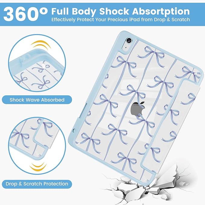Case Compatible with iPad (A16) 11th Generation 11 Inch 2025/10th Generation 10.9 Inch 2022 Shockproof Hybrid Slim Stand Cover with Clear Back Shell &amp Pencil Holder Auto Wake/Sleep Z012
