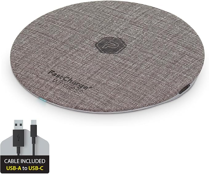 Wireless Fast Charger 15W Aluminum Fast Charging Pad USB-A to USB-C Cable Included Compatible with iPhone Apple &amp Android | Gray (Pad)