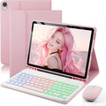 Keyboard Case for Samsung Galaxy Tab S11-11 inch 2025 Cover (SM-X730 SM-X736 SM-X736B)- 7 Color Rainbow Change Backlit Detachable Magnetic Keyboard with S Pen Holder with Mouse - Pink