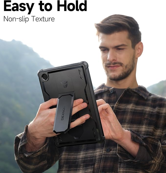 Dexnor Case for Samsung Galaxy Tab A8 10.5 Inch 2022 [Built in Screen Protector &amp Kickstand] Heavy Duty Shockproof Full Body Protective Cover for Galaxy Tab A8 Case-Black