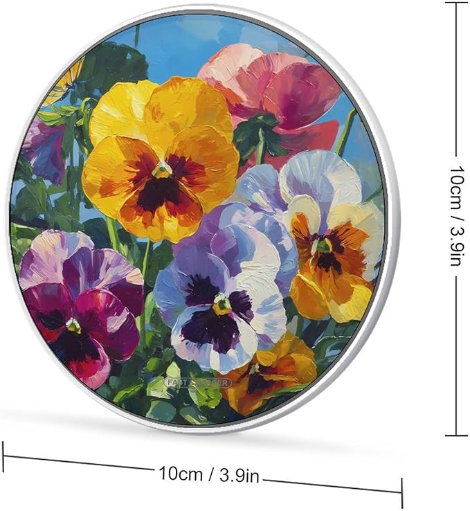 Colorful Pansies Butterflies Phone Charger Magnetic Charging Pad Anti-Slip with USB Cable