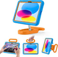Kids Case for iPad (A16) 11th/10th Gen 10.9'' 2025/2022Adjustable Portrait/Landscape Stand/Drop Proof with HandleChild Friendly Case for iPad Air 11 (M4/M3/M2) 2026/2025/2024 (Blueorange)
