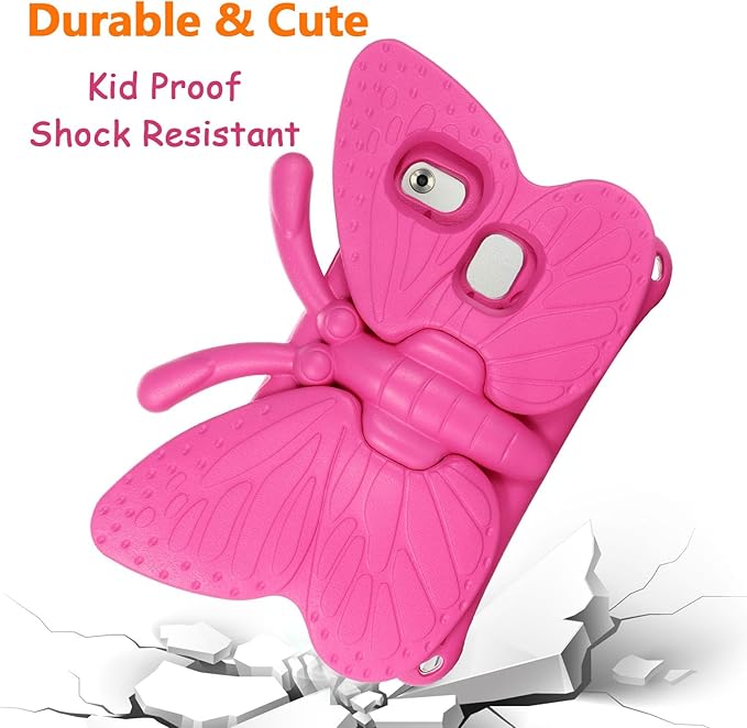 Universal Kids Case for Sunshine T1 Tablet/Sunshine T1 Elite Tablet Case Shockproof Light Weight Protective Stand Cover for Cloud Mobile Sunshine T1 Tablet 8 inch Cute Butterfly - Magenta