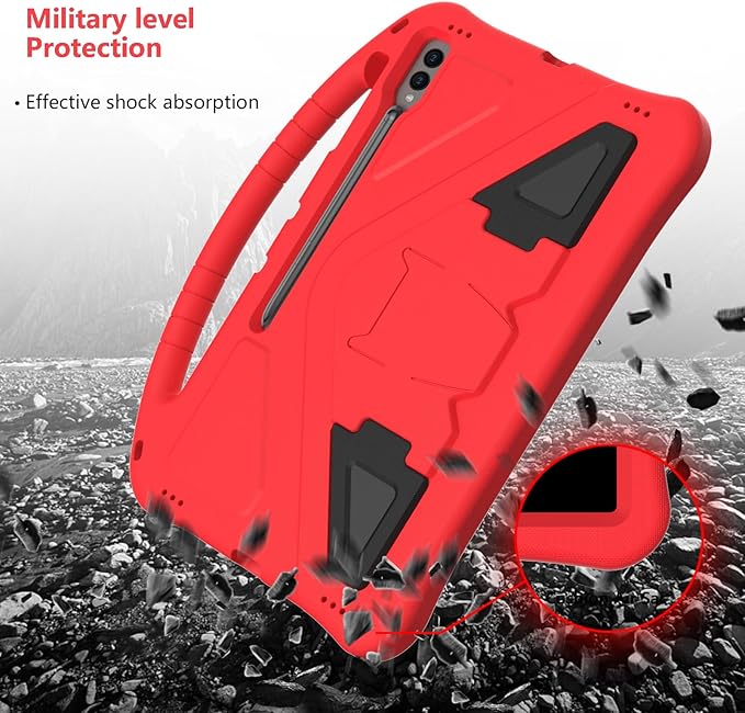 for Samsung Galaxy Tab S9 Ultra &amp S8 Ultra 14.6-Inch Kids Case 2023/2022 (SM-X910/X916/X918/X900/X906) with Kickstand/Handle Stand Kids Friendly Lightweight Soft EVA Shockproof Cover Red