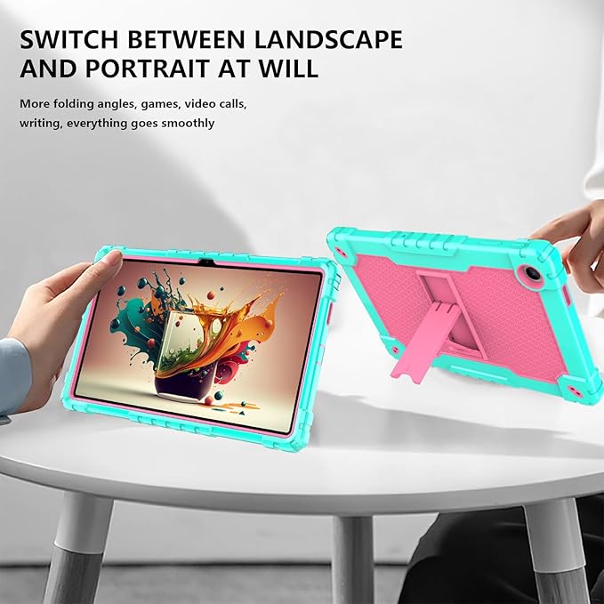 for Onn 10.4 Tablet Pro 2023 Model: 100110603 Case Built in Kickstand Heavy Duty Hybrid Case Hard Back Case Come with Tempered Glass/Shoulder Strap for Onn 10.4 Tablet Pro (Green+Pink/1 Pcs)