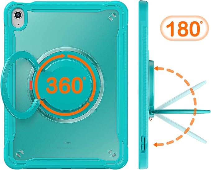 Batianda Ultimate Protective Case for New iPad 11th Generation 11 inch 2025 A16 Chip Sturdy Rugged Shockproof Silicone Tablet Cover with 360° Rotatable Ring Kickstand &amp Pencil Holder Blue