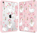 May Chen Slim Case for iPad mini 7 (A17 Pro 7th Generation) 2024 / iPad mini 6 (6th Gen) 8.3 Inch [Built-in Pencil Holder] Shockproof Cover Clear Clear Back Shell Auto Wake/Sleep Cute Goose Spring