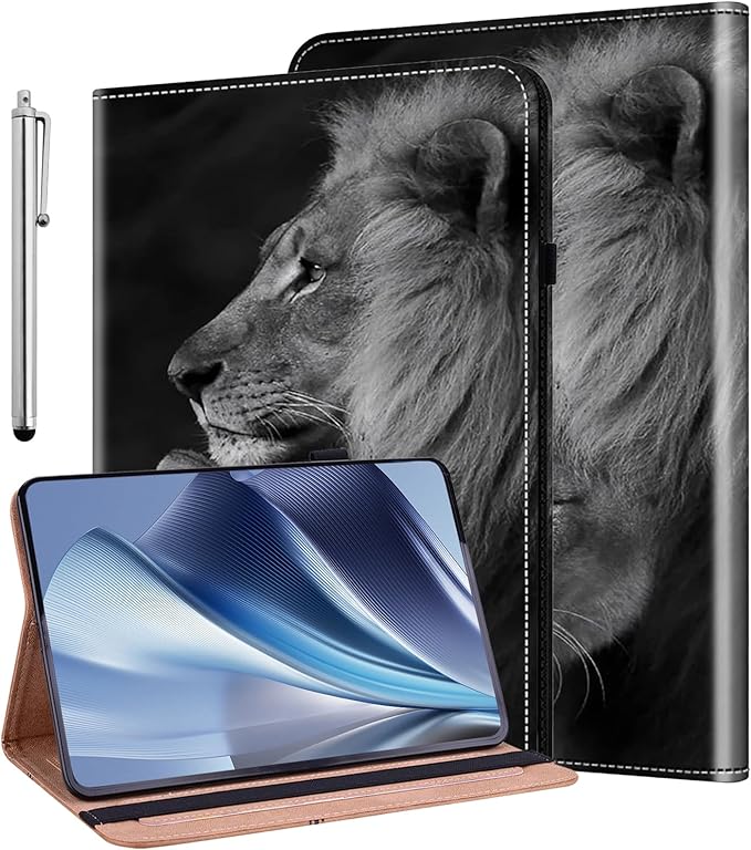 ALILANG Case for iPad Air 11 Inch (Air 6) 2024/iPad Air 5 2022/Air 4 2020/iPad Pro 11 Inch (2022/2021/2020/2018) with Stylus Shockproof Folding Stand Cover for iPad Air 11 Cases -Two Lion