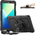 Timecity Case for Samsung Galaxy Tab A 10.1 inch 2016 Release SM-T580 T585 T587 Heavy Duty Protection Case with Screen Protector Stand Hand Strap and Shoulder Strap - Black
