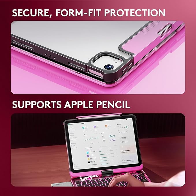 KITONE Transparent Case with Wireless Keyboard for iPad 11th Gen 11-in.(A16 2025) 2022 iPad 10th Gen 10.9-in 7 Colors Backlight Trackpad 360°Rotating Stand Tech Style