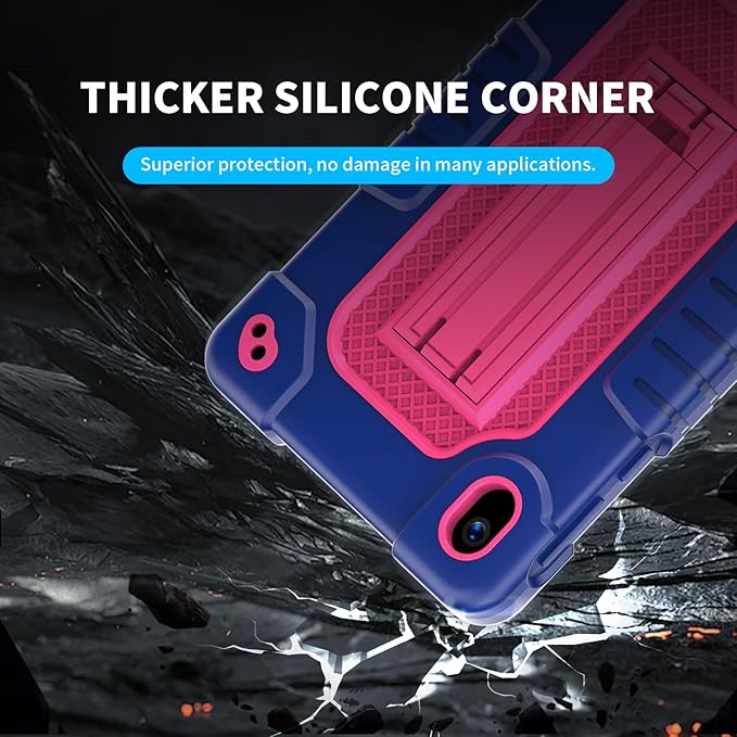 Shockproof Case for Walmart Onn 7 inch Tablet Case (2024 Model 100135924) Rugged Kids Friendly Case with Screen Protector Shoulder Strap Kickstand for Onn 7 4th Gen 2024 Model (NavyPink+2Pcs)