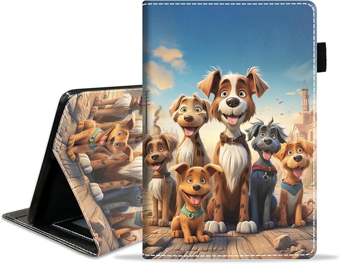 Case for Amazon Fire HD 10/HD 10 Plus Tablet 10.1 (13th/11th Generation 2023/2021 Release) Slim PU Leather Cover with Card Slot &amp Auto Wake/Sleep Cute Cartoon Dog