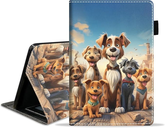 Case for Amazon Fire HD 10/HD 10 Plus Tablet 10.1 (13th/11th Generation 2023/2021 Release) Slim PU Leather Cover with Card Slot &amp Auto Wake/Sleep Cute Cartoon Dog
