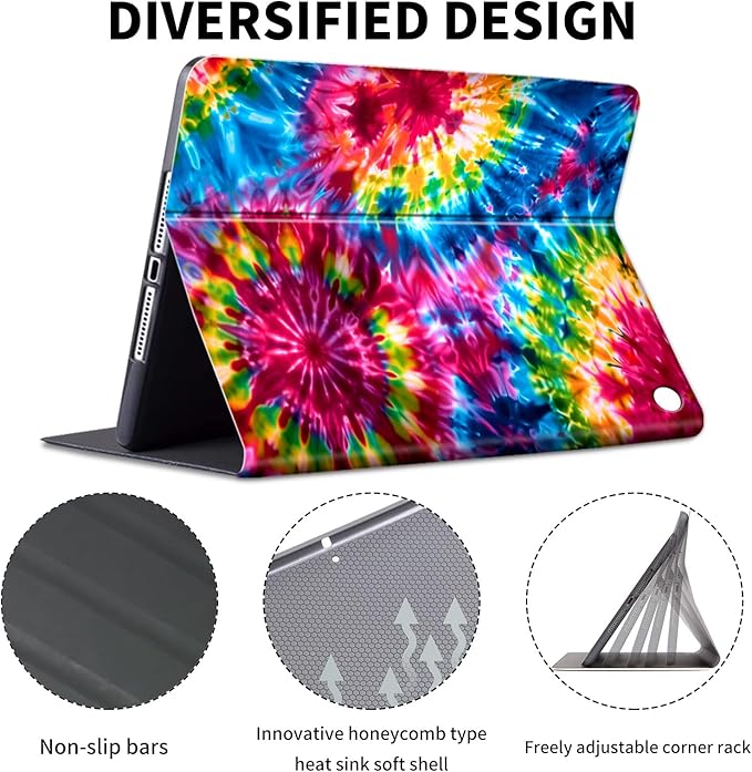 Case for All-New Amazon Kindle Fire HD 10 &amp 10 Plus Tablet (13th/11th Generation2023/2021 Release) 10.1 Leather Slim Adjustable Stand Smart Cover with Auto Wake/SleepRainbow Color