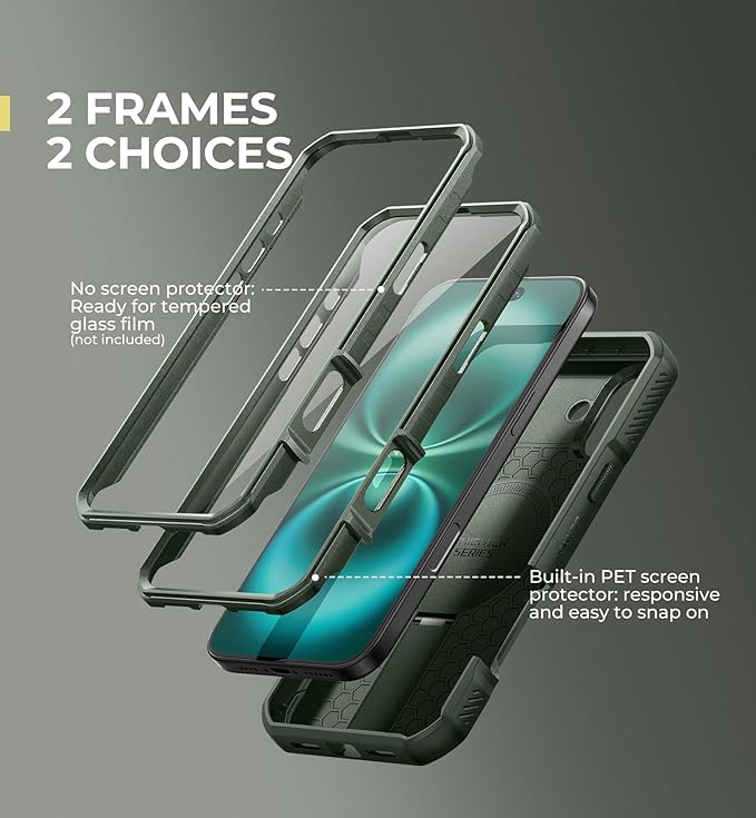 Dexnor for iPhone 16 Plus Case with Slide Camera Cover&ampAdjustable Kickstand &amp Built-in Screen ProtectorCompatible with MagSafe Shockproof Bumper Cases Heavy-Duty Magnetic Protective CoverArm