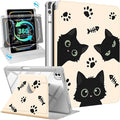 for iPad Pro M4/M5 Case 11 inch - 360 Degree Rotating Stand Folio Smart Cover with Pencil Holder for Women Girls Black Cats for iPad Pro 11 inch Case 2024 M4/2025 M5