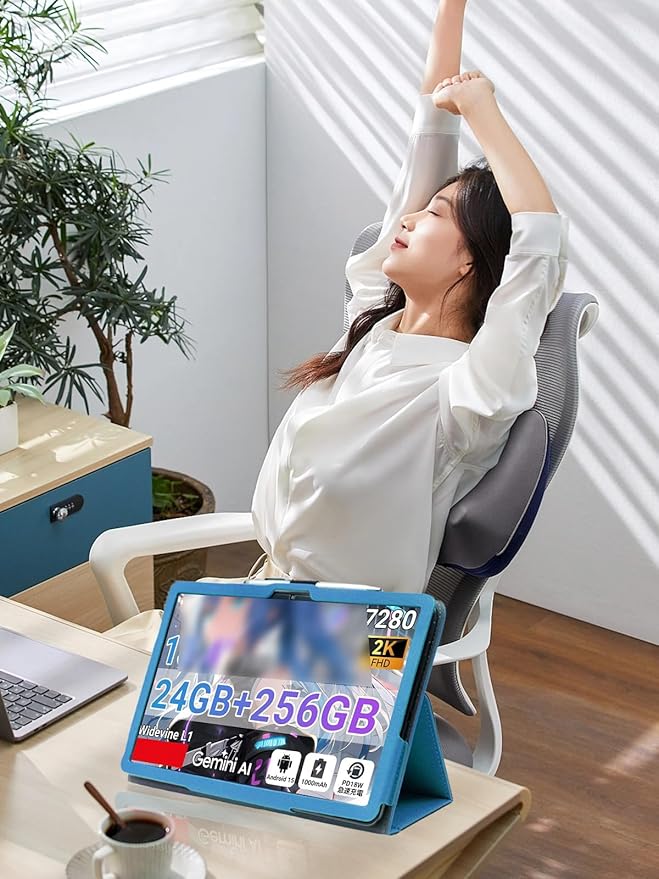 for TABWEE T60 Pro/VekfulPC T60 Pro 13.4 Inch Android Tablet CaseBOVUGAC Folding Stand Protective Cover with Pencil Holder and Wrist StrapFull Protection Premium PUScratch Resistant(Sky Blue)