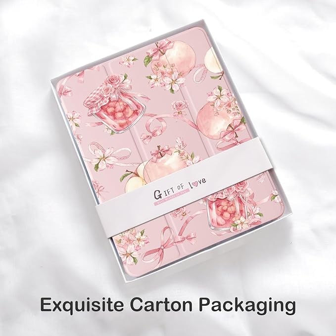 Cute Kawaii Bow Flower Jam for iPad Pro 13 Inch Case (M5/M4) 2025/2024 with Pencil Holder Auto Sleep/Wake Pink Leather Soft TPU Back Cover