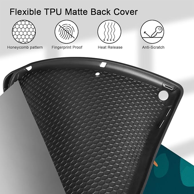 Mektron Designed Printed iPad 10.2 Case 9th Gen (2021)/ 8th Gen (2020)/ 7th Gen (2019) with Pencil Holder Slim Stand Protective Case with Soft TPU Back for iPad 10.2 Inch Abstract Florals
