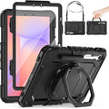 HXCASEAC Case for Galaxy Tab S10 lite / S10 FE / S9 FE 10.9 Inch Shockproof | 360° Rotating Stand | S Pen Holder | Screen Protector | Shoulder Strap | Samaung S10 Lite Tablet Case Kids Black
