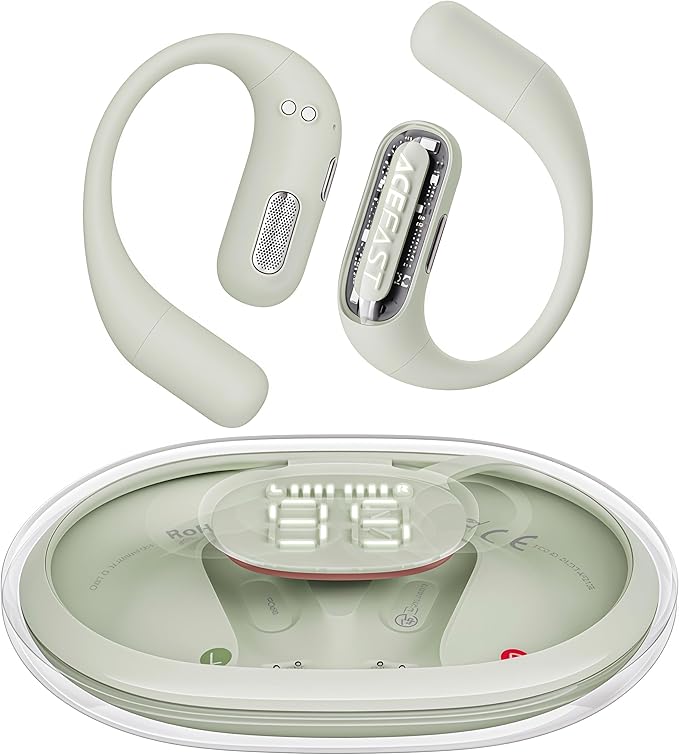 ACEFAST AceFit Pro Open-Ear Headphones Night Safety Mode for Sports Powerful Bass 7.6g Ultra-Comfort Bluetooth 5.4 30H Playtime with Digital Display IP54 Sports Earbuds for Running &amp Workout