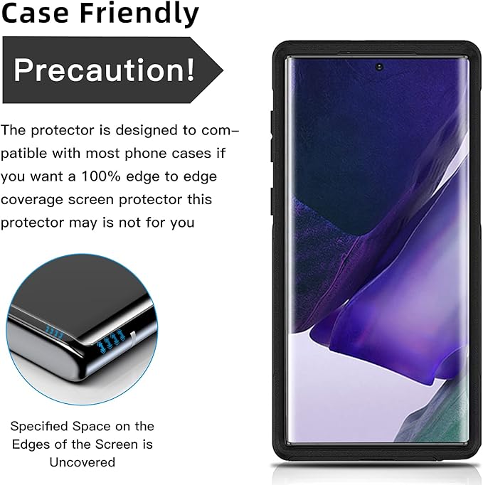 3 Pack Screen Protector for Samsung Galaxy Note20 Ultra Tempered Glass HD Fingerprint Unlock 3D Curved Edge Full Coverage Protector Easy Install Kit for Galaxy Note20 Ultra 5G (Note 20)